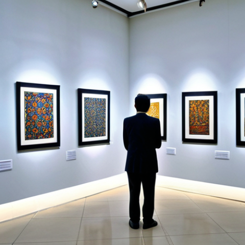 **

A Malaysian art gallery curator in a modern Kuala Lumpur gallery, fully clothed in professional attire, overseeing an exhibition of batik art. The scene includes diverse visitors admiring the artwork. Focus on the vibrant colors and cultural significance of the batik. Perfect anatomy, correct proportions, natural pose, well-formed hands, proper finger count, natural body proportions, safe for work, appropriate content, fully clothed, professional, family-friendly.

**