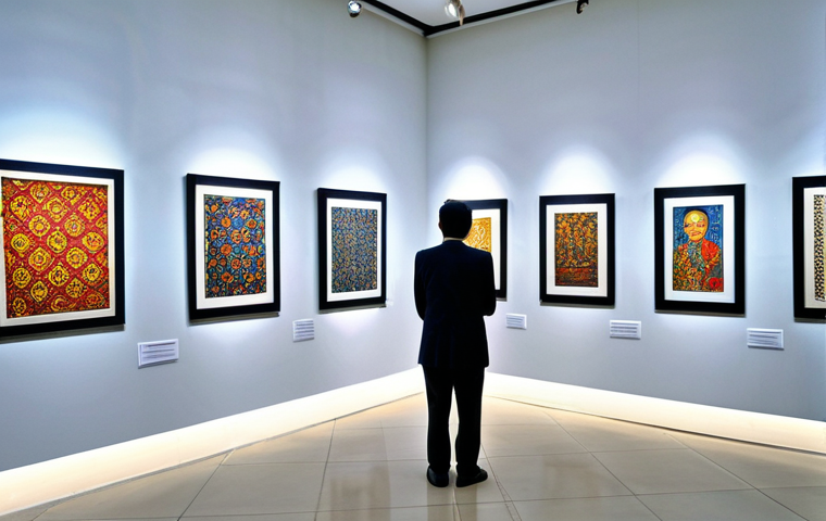 **

A Malaysian art gallery curator in a modern Kuala Lumpur gallery, fully clothed in professional attire, overseeing an exhibition of batik art. The scene includes diverse visitors admiring the artwork. Focus on the vibrant colors and cultural significance of the batik. Perfect anatomy, correct proportions, natural pose, well-formed hands, proper finger count, natural body proportions, safe for work, appropriate content, fully clothed, professional, family-friendly.

**